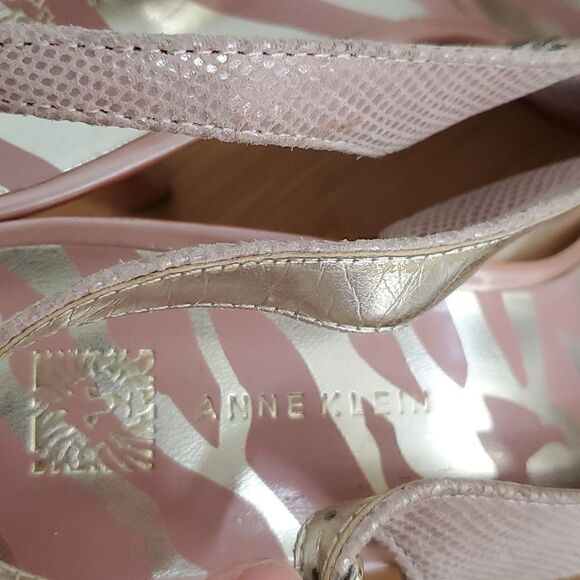 Anne Klein High Heel Shoes Akeuropa Pink Peep Toe Bow Slingback Size 9 M - Picture 5 of 11